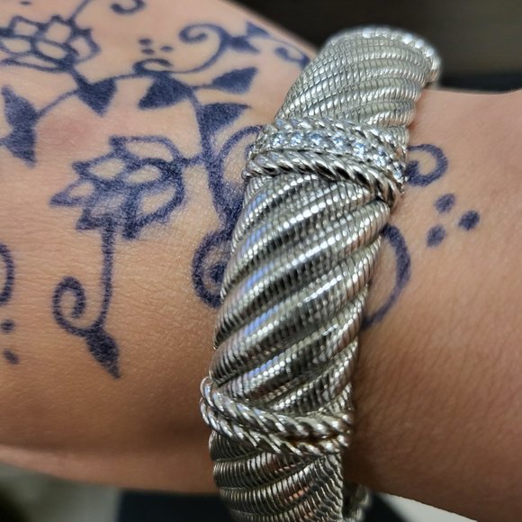 Judith Ripka Sterling Silver Diamonique Hinged Cuf - Picture 5 of 6